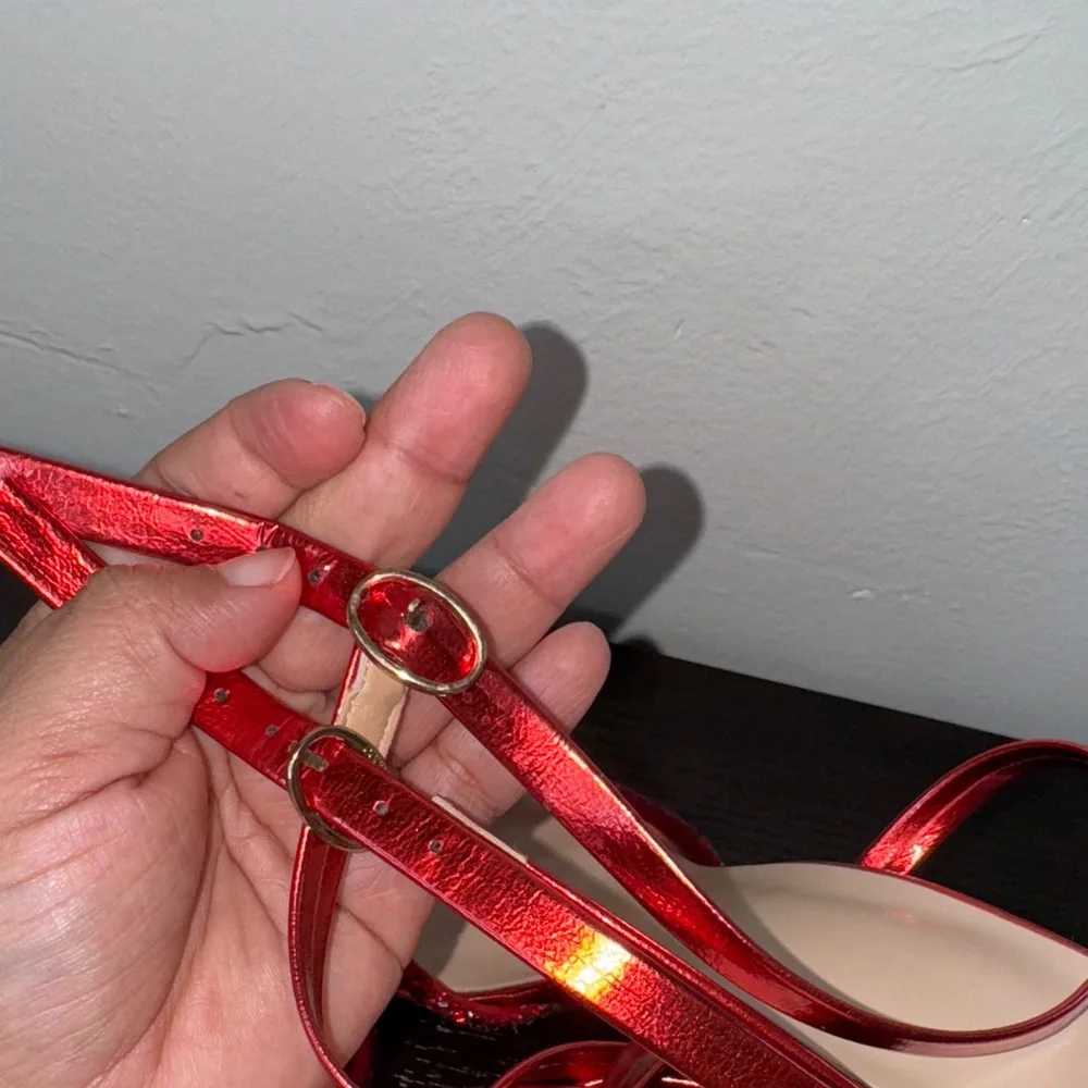 SHEIN Red Stiletto Heels with Ruffled Straps